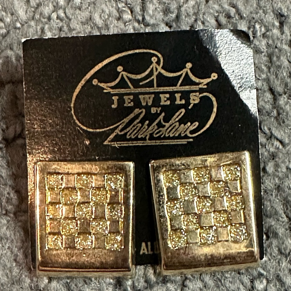 Vintage Jewels by Park Lane Gold Square Checkers Checkered Earrings